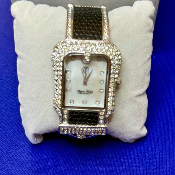 Victoria Wieck Black and Silver Belt Watch adorn with Rhinestone. - Picture 1 of 10